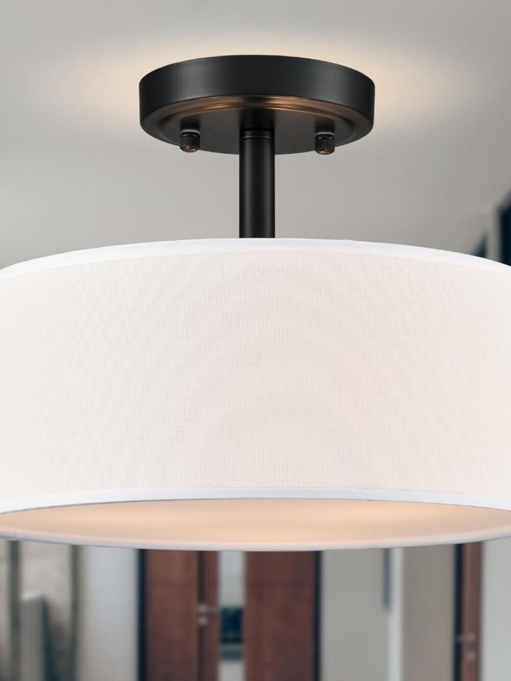 Modern Black Light Fixture Ceiling Mount Flush Mount Drum Ceiling Light Fixture